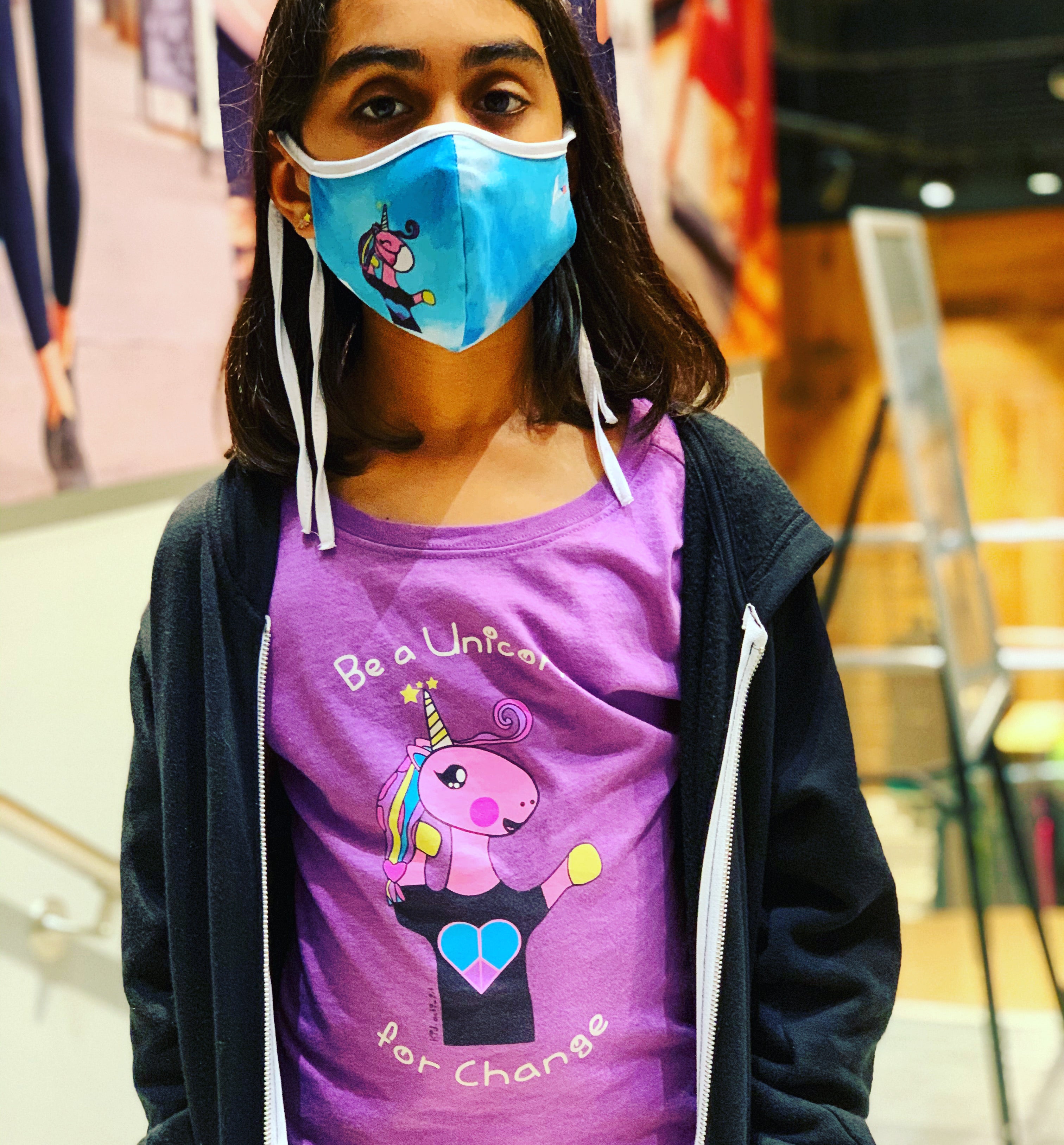 Unicorn For Change, Premium Youth Kid Tee Berry Purple Activist Girls – 